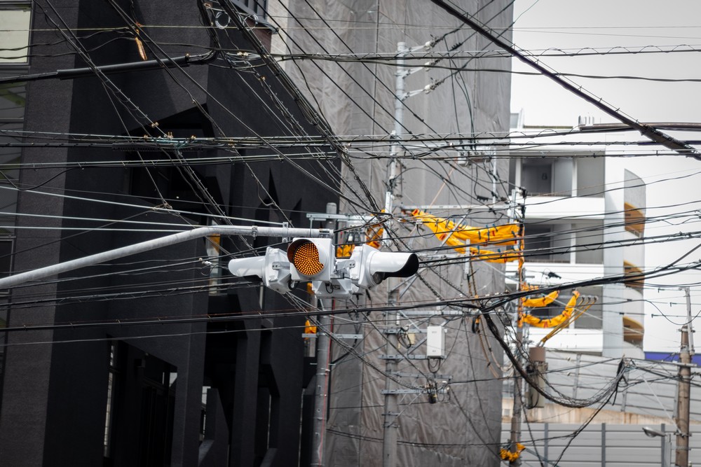 Photo Traffic Light Cables Electricity Fukuoka